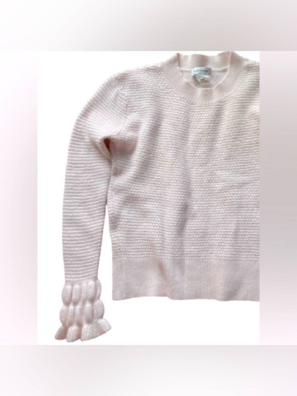 Club Monaco Baby Pink Mock Neck Sweater with Fun Sleeves XS Viscose Wool Alpaca
